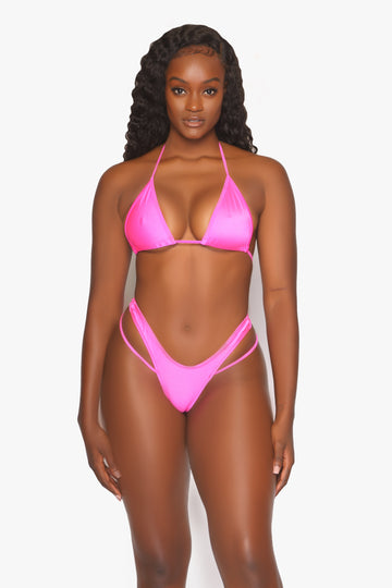 Tanga con bandas laterales Pink Bae Watch